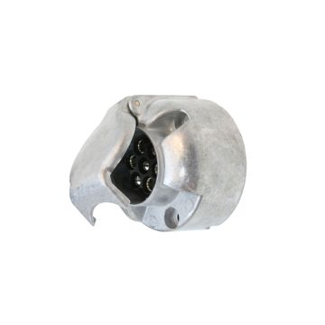 Steckdose 7-polig Metall blank / Flachsteckeranschlüsse