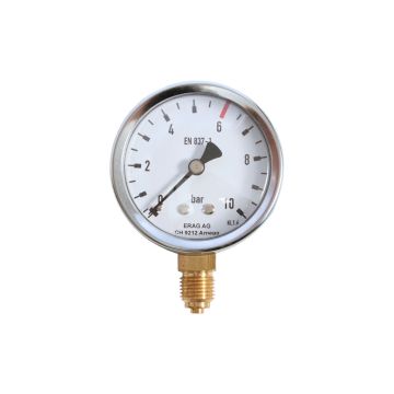 Manometer 1/4"  0-10 bar  Ø 6 3 mm - rote Marke bei 6 bar