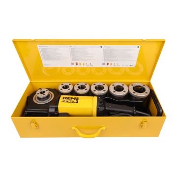 Hand Gewindeschneidkluppe elektrisch REMS Amigo 2 Set im Stahlblechkasten