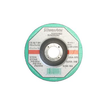 Trennschleifscheibe Stein 115x3x22.2 mm gekröpft