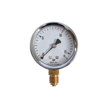 Manometer 1/4"  0-16 bar  Ø 63 mm - rote Marke bei 10 bar