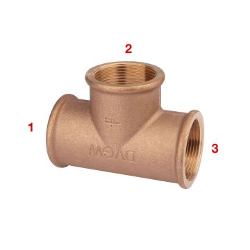 T-Stück Rotguss Nr. 130 - 3/4" IG/IG/IG