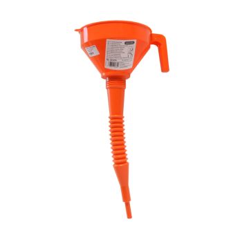 Entonnoir plastique Ø160mm orange, tamis, bec flexible