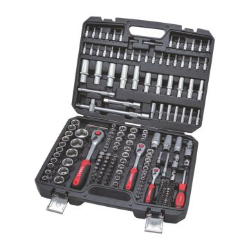 Steckschlüsselkoffer TOMAC 202-teilig 1/4"+3/8"+1/2" 6-kant voll 1/4" 5/16"