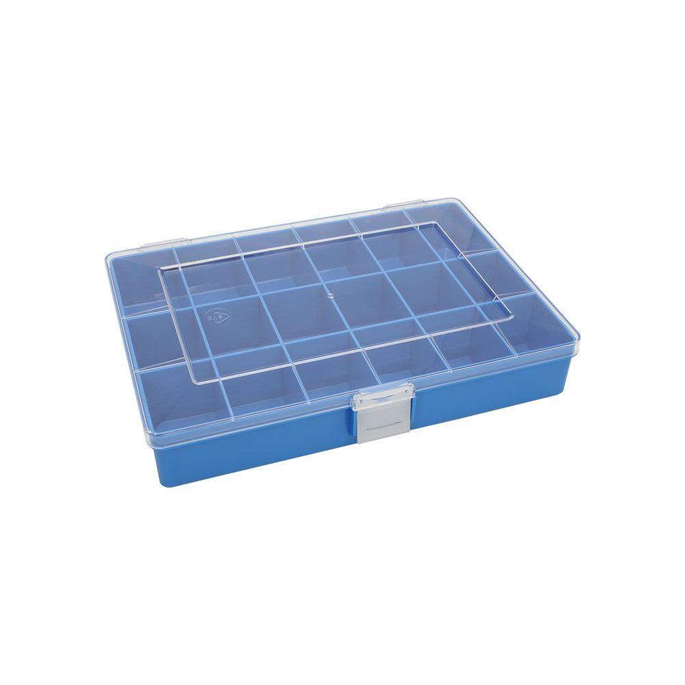 Sortimentkasten Kunststoff blau 18 Fächer - Abmessung 25x17x4.5cm