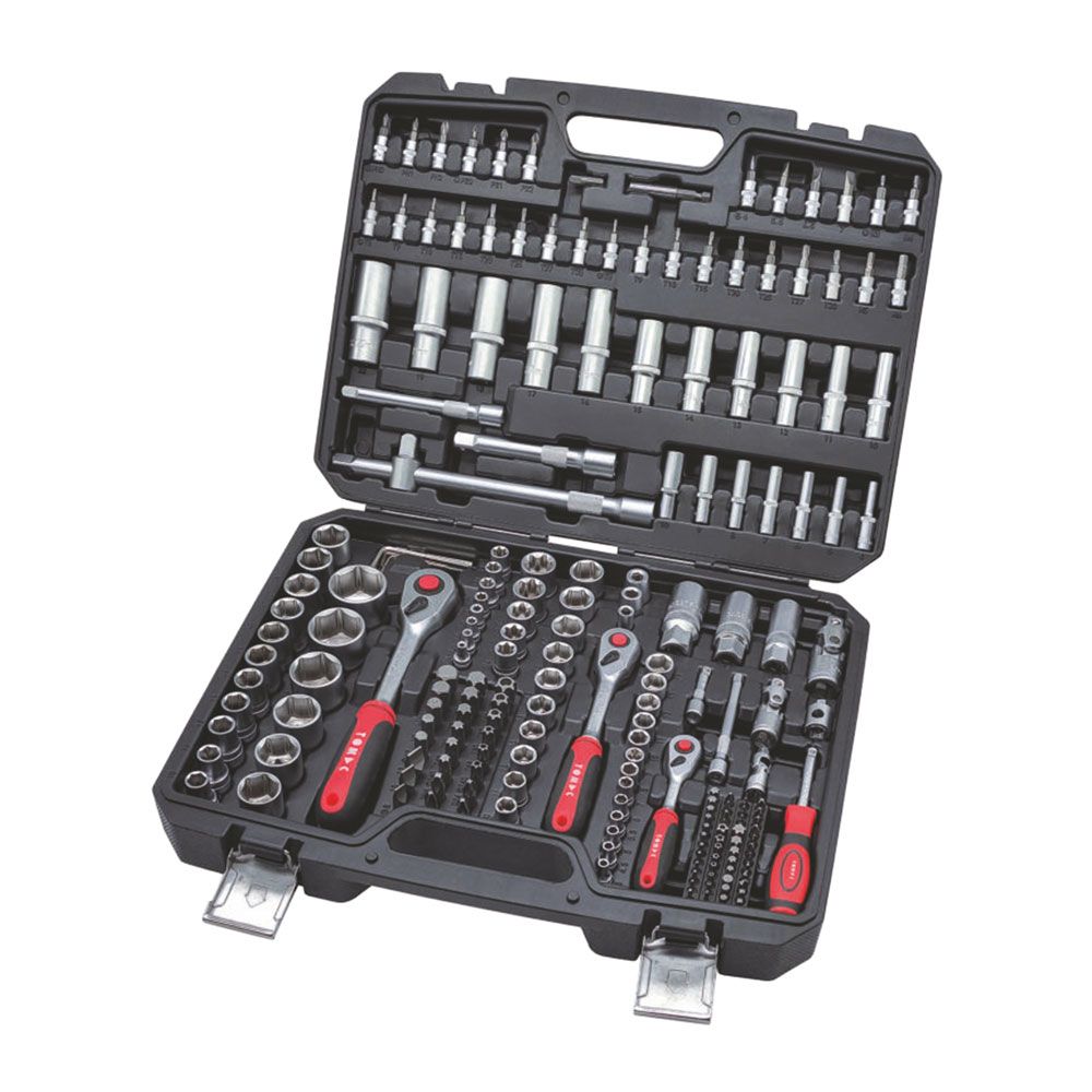 Steckschlüsselkoffer TOMAC 202-teilig 1/4"+3/8"+1/2" 6-kant voll 1/4" 5/16"
