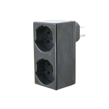 Abzweigstecker schwarz T15 - 2x T15 (230V/400V)