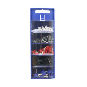 Doppeladerendhülsen-Sortimentbox blau