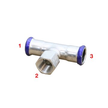 T-Stück Pressfitting Edelstahl DN18 - 1/2"IG - DN18