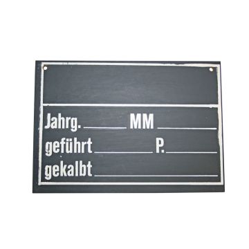 Stalltafel grau/schwarz 30x20cm mit weisser Schrift / Text Deutsch